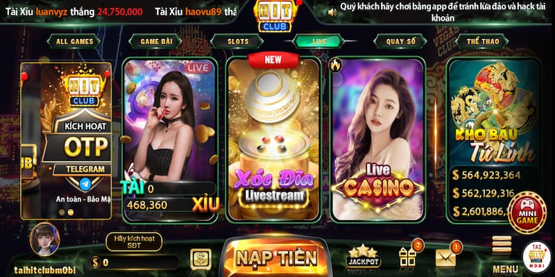 Live casino Hitclub Các trò chơi nổi bật trong Live casino Hitclub